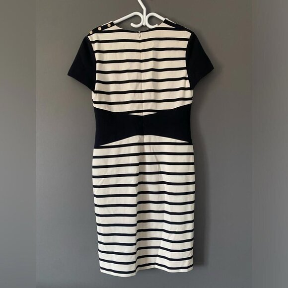 Escada Striped Dress Size 40 Bodycon Viscose Knit Corporate Chic - Picture 5 of 15